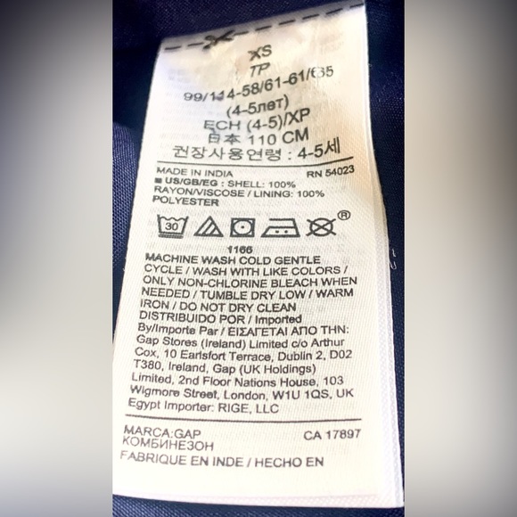 Gap Kids Navy Blue White Stars Shorts Romper Ruffle Trim Girl’s XS 4-5 NEW $40 - Picture 4 of 8